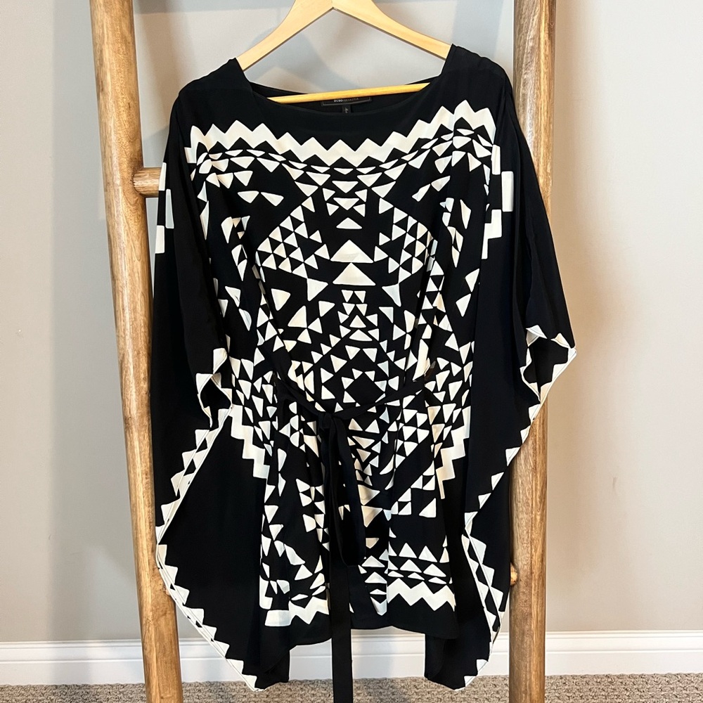 BCBGMaxAzria Black and White Geometric Tunic Dress XS/S